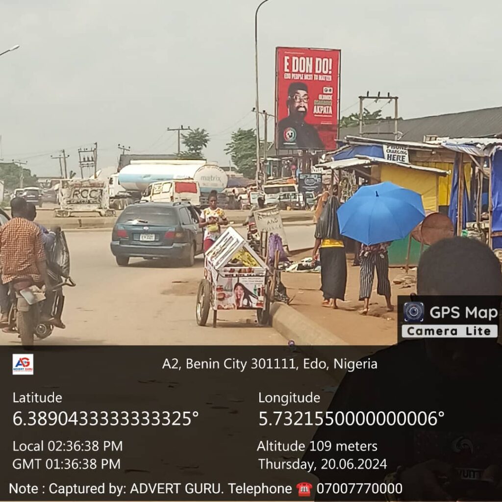 Unipole Billboard Advertising at Bob Izua Plaza, Auchi Road, Benin City