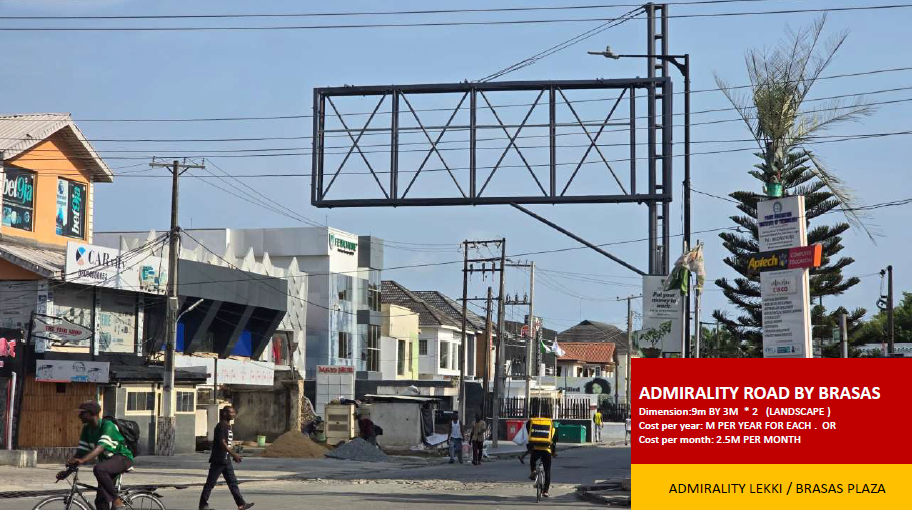 48 Sheet Billboard at Admiralty Road by Brasas Plaza, Lekki, Lagos (2 Units)