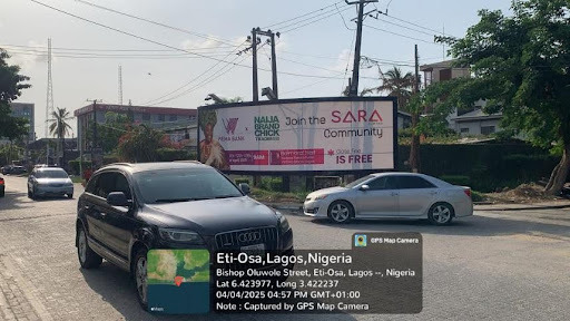 Billboard Advertising at Bishop Oluwole Street Akin Adesola Saka Tinubu Lagos