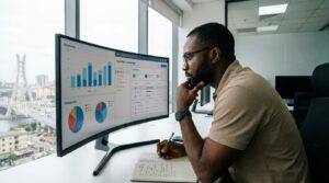 Man reviewing Ad performance data