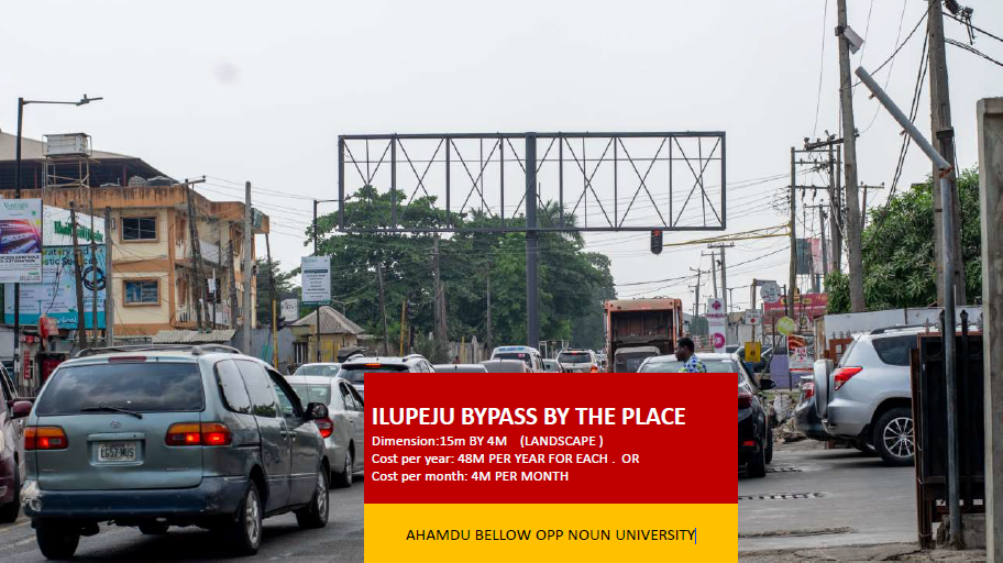 Billboard at Ilupeju Bypass by The Place, Opposite NOUN University, Lagos (1 Unit)