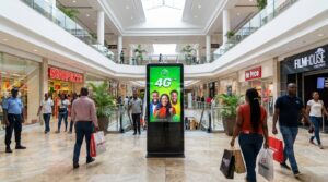 A digital billboard in a shopping mall
