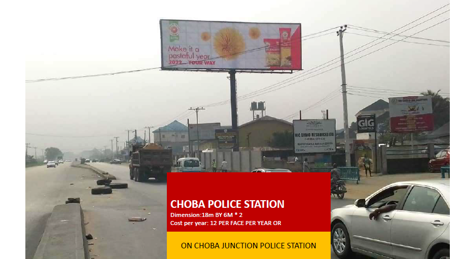Double Face Billboard at Choba Police Station Junction, Port Harcourt (2 Faces)