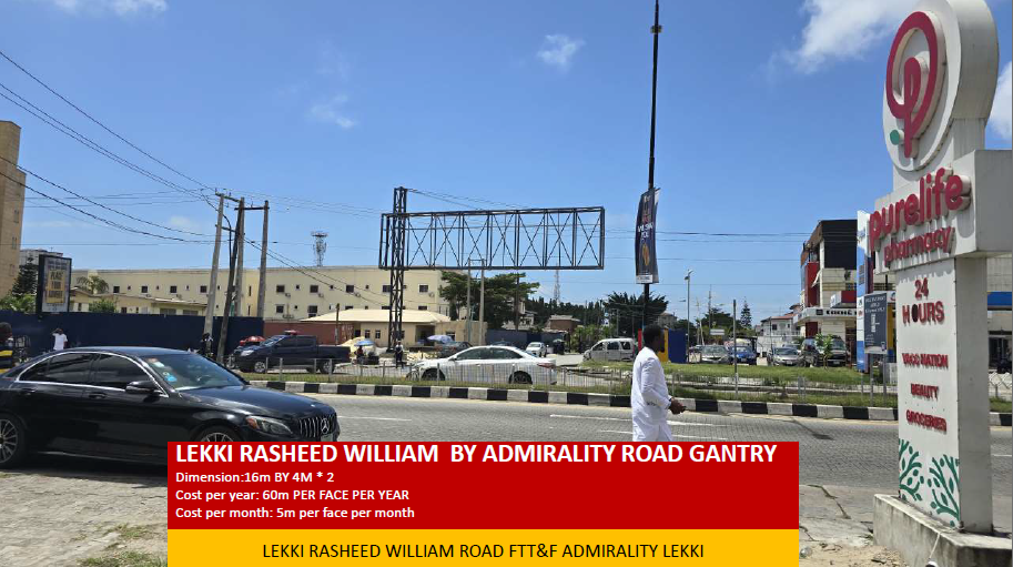 Gantry Billboard at Rasheed Williams Road by Admiralty, Lekki Phase 1, Lagos