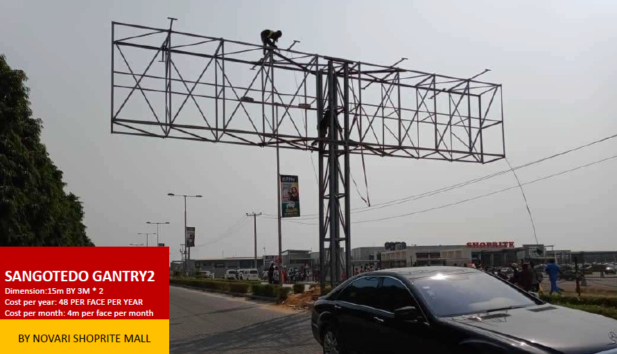 Gantry Billboard at Sangotedo by Novare Shoprite Mall, Lekki, Lagos