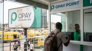 A man engaging with a brand's physical location