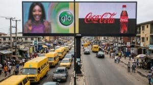 Multiple adverts on a billboard
