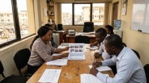 A team having a discussion about campaign objective