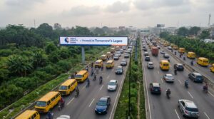 A billboard in an expressway