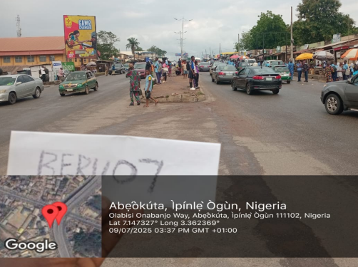 Portrait Unipole Billboard at Olabisi Onabanjo Way by Itoku Market, Abeokuta