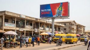 Unipole billboard in a secondary city