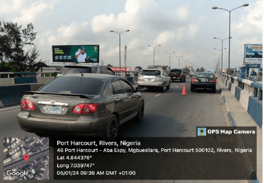 Unipole Billboard Along PH–Aba Road by 1st Artillery Flyover (NDLEA Building), FTF Oil Mill Market Eleme Junction, Port Harcourt