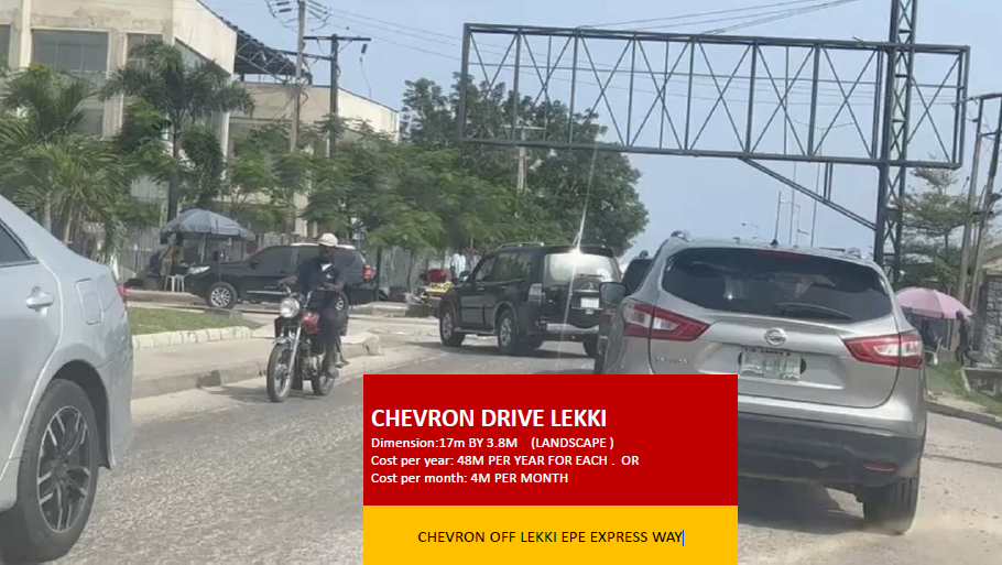 Unipole Billboard at Chevron Drive Off Lekki–Epe Expressway, Lekki, Lagos