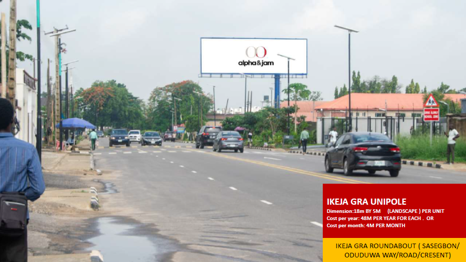 Unipole Billboard at Ikeja GRA Roundabout (Sasegbon Oduduwa Way Road Crescent), Lagos