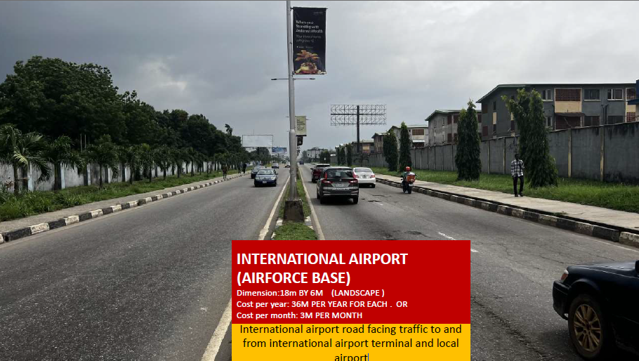 Unipole Billboard at International Airport Road by Airforce Base, Lagos