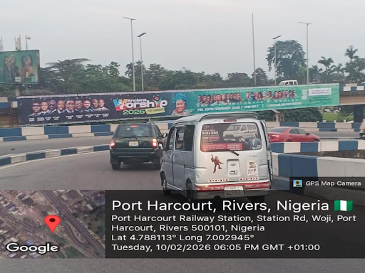 Billboard in Port Harcourt, Aba Road by Isaac Boro Park Facing Mile 1 Market