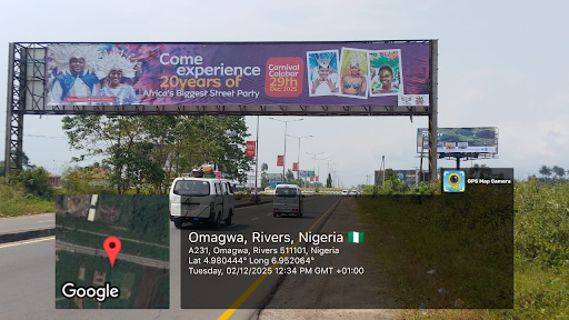 Billboard in Port Harcourt, Airport Road Omagwa Gantry before Airport Roundabout