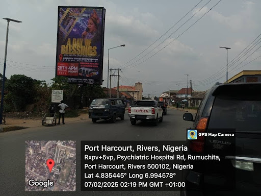 Billboard in Port Harcourt, Psychiatric Road by SBS Bus Stop Facing Rumuola Road
