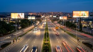 Nnamdi Azikiwe road, Abuja at dusk