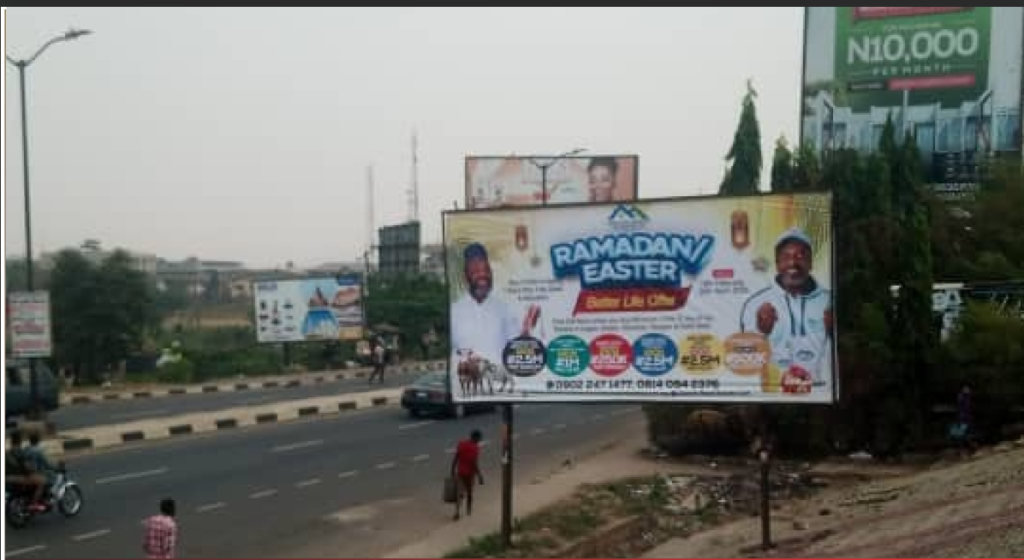 Billboard in Ibadan, Oyo State, at High Court Garden directly opposite Ibadan High Court, facing Mobil to Challenge (Second Board)