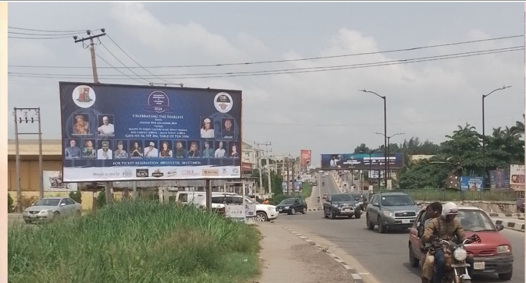 Billboard in Ibadan, Oyo State, at Sumal Roundabout in front of GIG Logistics Office, facing Mile 110, Oluyole, Mobil and Challenge