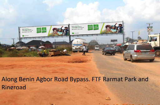 Gantry Billboard in Benin City, Benin-Agbor Bypass near NNPC Mega Station, FTT Benin from Ramat Park and Ring Road