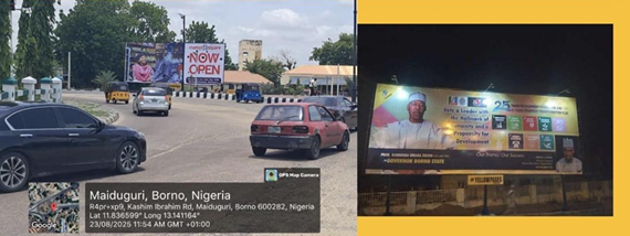 Landscape Billboard at Maiduguri Roundabout, Maiduguri, FTF Sir Kashim Ibrahim Road, Borno State