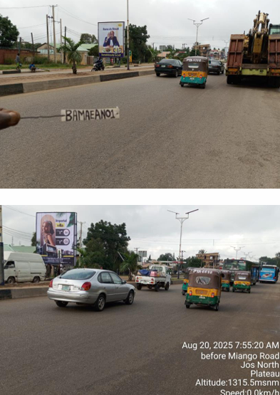 Gantry Billboard at Miango Junction Roundabout heading to Yakubu Gowon way, Jos, FTT Bukuru and Jos Airport, Plateau State