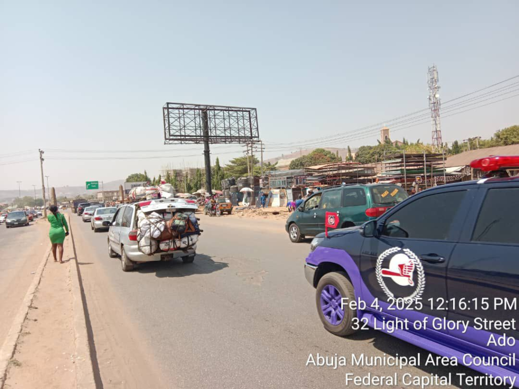 Unipole Billboard Advertising at Police Checkpoint, NyanyaMaraba Road, Abuja, FTT Mararaba Market