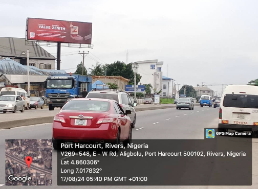 Unipole Billboard Along East-West Road by Rukpakulusi Junction, FTF Rumuokoro, Port Harcourt, Rivers State